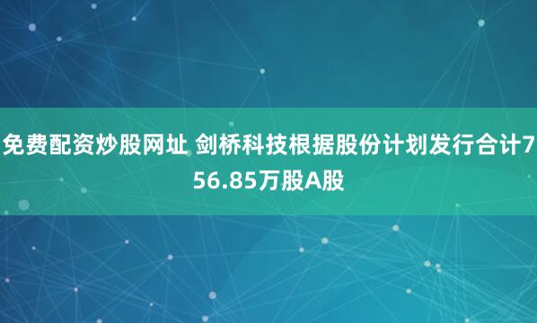 免费配资炒股网址 剑桥科技根据股份计划发行合计756.85万股A股